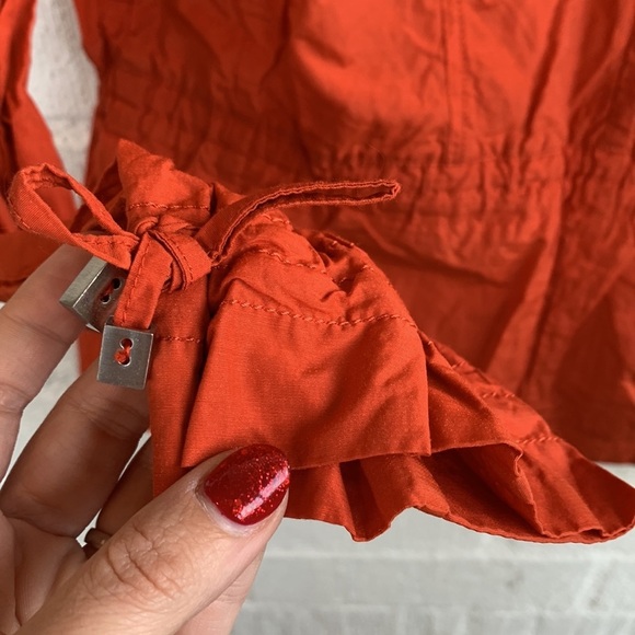 Cole Haan Nylon Orange Front Zip Drawstring Raincoat Jacket sz M - Picture 9 of 11